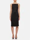 Jacquemus Spoglio High-neck Plunging-side Satin Dress In Schwarz