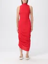 Jacquemus La Robe J Red Dress With J Application On The Back And Ruffle Details In Fabric Woman In Red