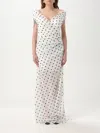 Jacquemus Rita Draped Gathered Polka-dot Crepe De Chine Maxi Dress In White