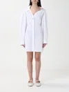 Jacquemus White Asymmetrical Cotton Mini Chemisier Dress In White