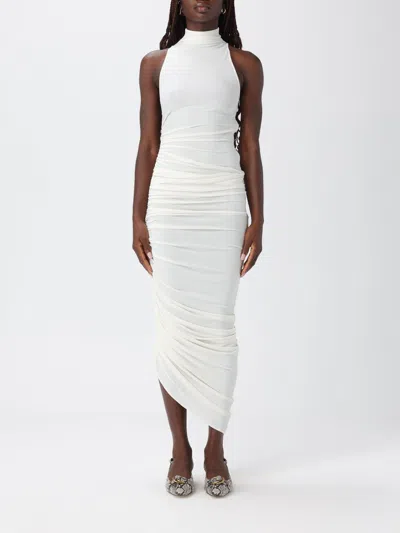 Jacquemus Asymmetric Hem Sleeveless High Neck Dress In White