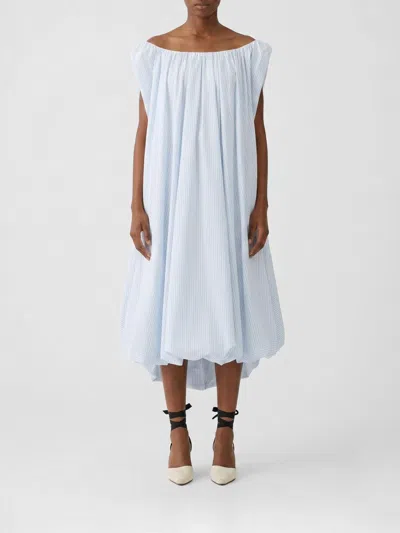 Jacquemus Lavande Striped Cotton Blend Midi Dress In White