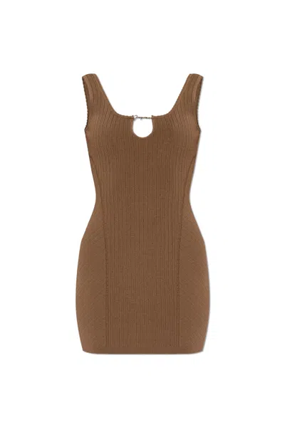 Jacquemus Womens Beige Sierra Ribbed-knit Mini Dress In Brown