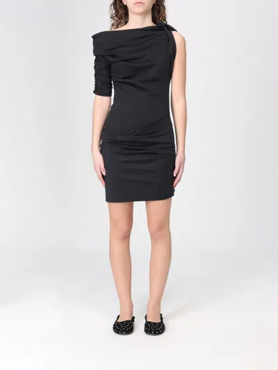 Jacquemus Asymmetrical One-shoulder Bodycon Mini Dress With Ruched Sleeve In Black