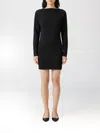 Jacquemus Black La Robe Mistral Crew Neck Dress With Long Sleeves And Open Back In Viscose Blend Women In Black