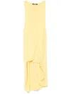 Jacquemus Draped Yellow Mini Dress With Unique Hem Knot In Yellow