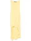 Jacquemus Draped Yellow Mini Dress With Unique Hem Knot In Yellow