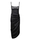 Jacquemus Embellished Neckline Ruched Spaghetti Straps In Black