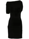 Jacquemus Asymmetric Draped Mini Dress In Black