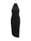 Jacquemus The Piazza Asymmetric Gathered Stretch-jersey Turtleneck Dress In Black