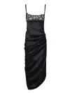 Jacquemus Embellished Neckline Ruched Spaghetti Straps In Black