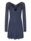 Jacquemus Long Sleeve Scalloped Mini Dress In Blue