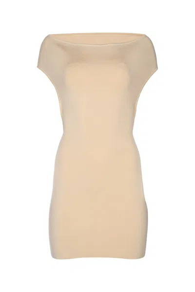 Jacquemus La Robe Cubista Off-shoulder Dress In Light Yellow
