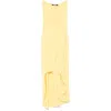 Jacquemus Draped Yellow Mini Dress With Unique Hem Knot In Multicolor