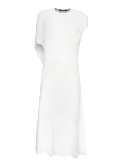 Jacquemus White Long Dress With Round Neck And Maxi Cut-out On The Rear In Viscose Blend Woman