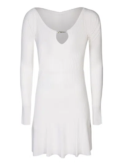 Jacquemus La Robe Ribbed Minidress In White