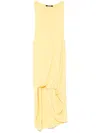 Jacquemus Draped Yellow Mini Dress With Unique Hem Knot In Yellow