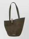 Jacquemus Medium Bambola Suede Bucket Bag In Green