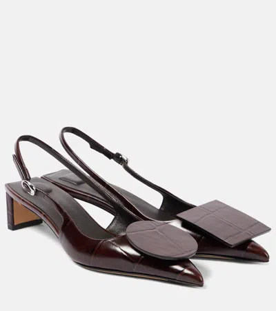 JACQUEMUS DUELO 40 LEATHER SLINGBACK PUMPS