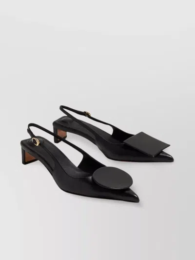 JACQUEMUS DUELO B ASYMMETRIC LEATHER SLINGBACK SANDALS