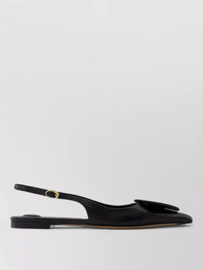 Jacquemus Duelo P Leather Slingback Ballerina Shoes In Black