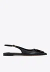 Jacquemus Duelo Slingback Leather Flats In Black