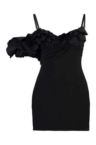 Jacquemus Black La Robe Duna Short Dress With Ruffles