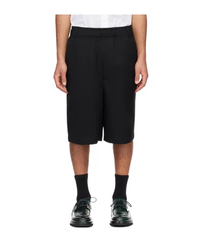 Jacquemus Elastic Waist Pinstripe Shorts In Black