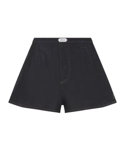 Jacquemus Amelo Shorts Contrast Stitching Elastic Waistband In Blue