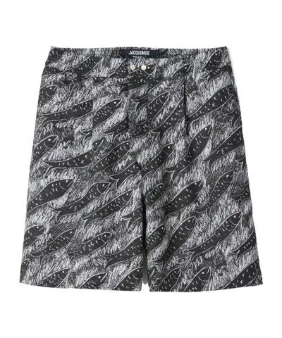 Jacquemus Elastic Waist Shorts In Gray