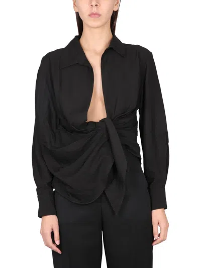 Jacquemus Elegant Bahia Shirt In Viscose In Black