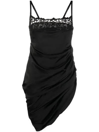 Jacquemus Elegant Black Satin Mini Dress For Women