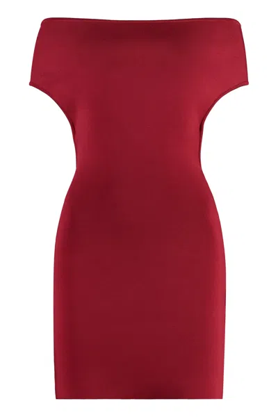 Jacquemus Elegant Red Knit Dress With Back Cut-out Detail For Women
