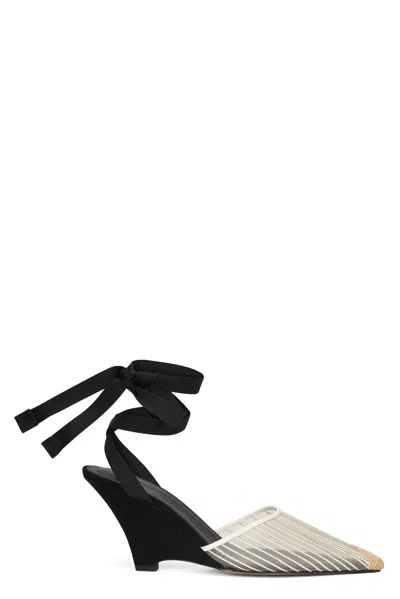 Jacquemus Elegant Shoes With Heel And Decorative Ribbon In Black