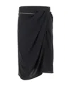 Jacquemus Wrap Effect Side Slit Midi Skirt In Black