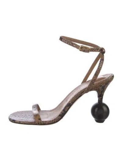 Pre-owned Jacquemus Embossed Leather Animal Print Sandals In Brown