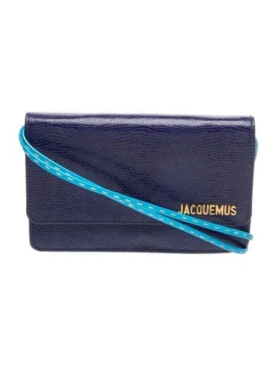 Pre-owned Jacquemus Embossed Leather Shoulder Bag In Blue
