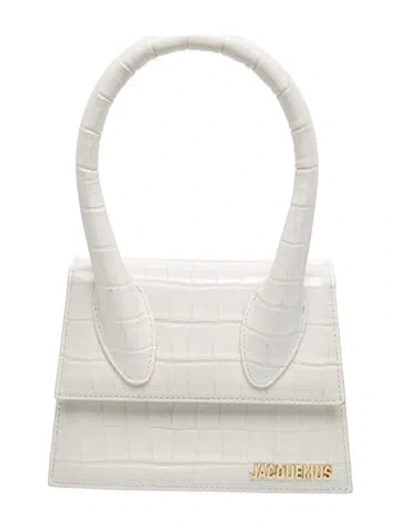Pre-owned Jacquemus Embossed Leather Shoulder Bag In White
