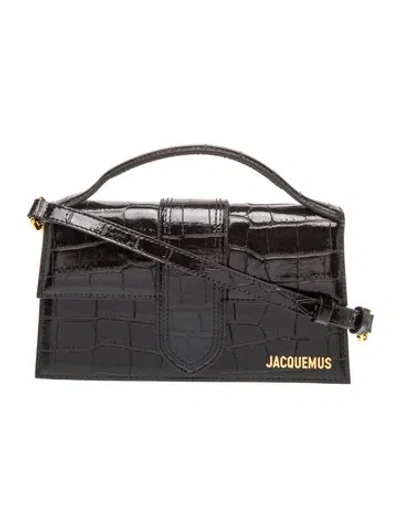 Pre-owned Jacquemus Embossed Leather Top Handle Bag In Black