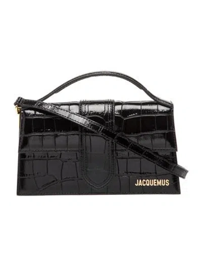 Pre-owned Jacquemus Embossed Leather Top Handle Bag In Black