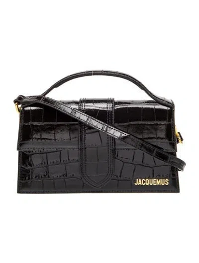 Pre-owned Jacquemus Embossed Leather Top Handle Bag In Black
