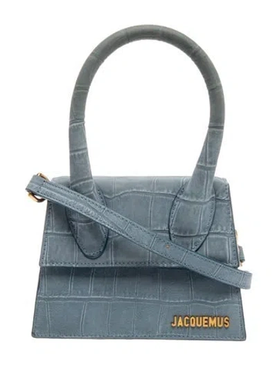 Pre-owned Jacquemus Embossed Leather Top Handle Bag In Blue