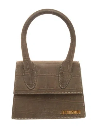 Pre-owned Jacquemus Embossed Leather Top Handle Bag In Brown