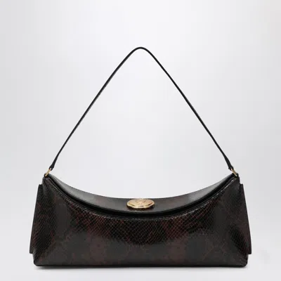 Jacquemus Embossed Python-effect Leather Ovalo Clutch In Brown