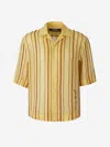 Jacquemus Yellow Le Raphia 'la Chemise Palha' Shirt In Yellow, Terracotta, And Purple