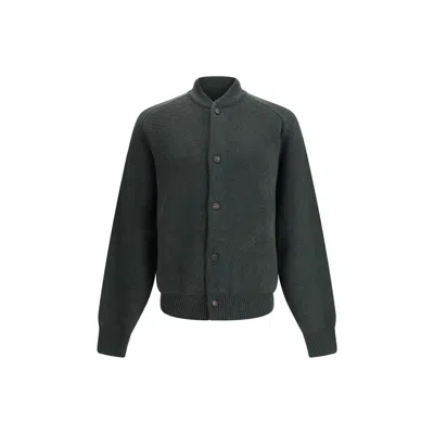 Jacquemus Men Embroidered Virgin Wool Cardigan In Green