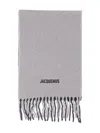 Jacquemus Embroidered Alpaca-blend Scarf In Gray