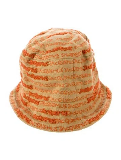 Pre-owned Jacquemus Embroidered Bucket Hat In Neutrals/orange