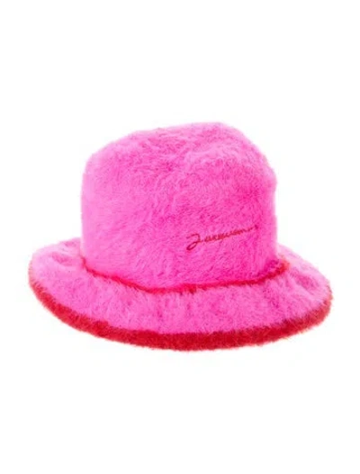 Pre-owned Jacquemus Embroidered Colorblock Bucket Hat In Pink/red