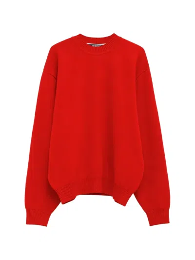 Jacquemus Embroidered Crew-neck Sweater In Red